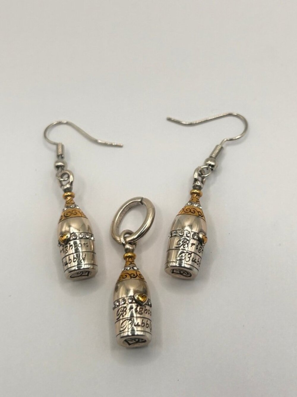 Brighton Bubbly Champagne custom french wire earrings and charm NWOT